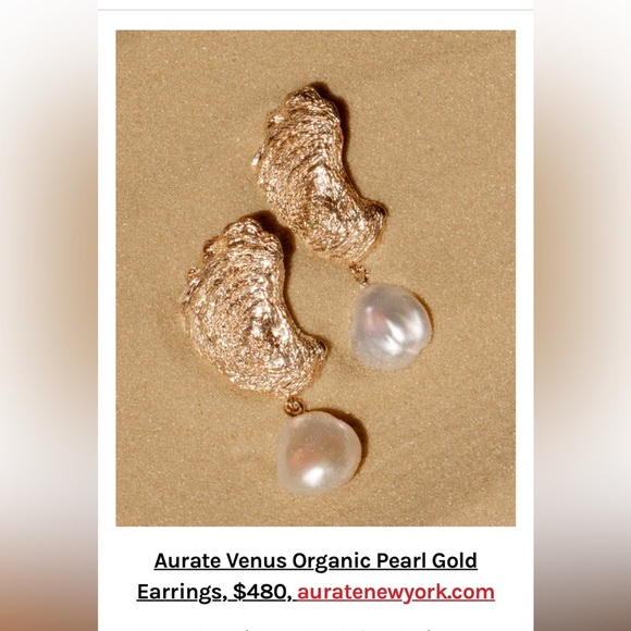 Aurate X Kerry Venus Organic Pearl Gold Earring - Picture 4 of 16